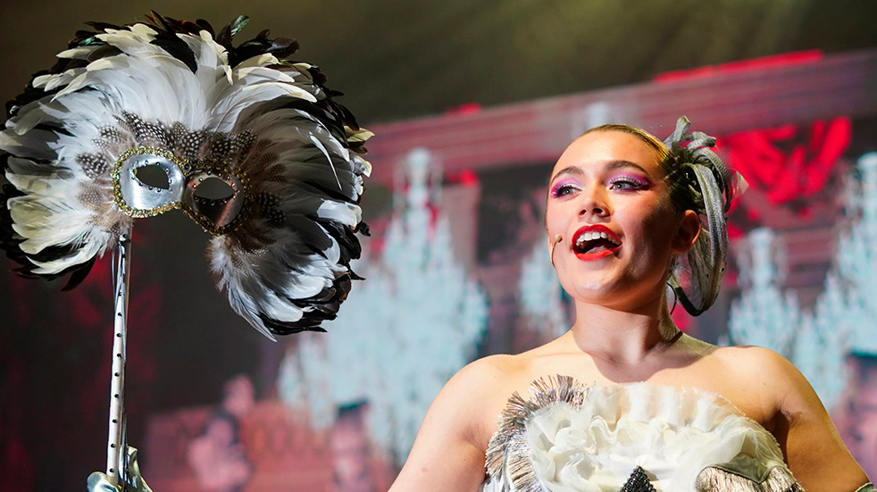 Showgirl for masquerade entertainment on board the cruise
